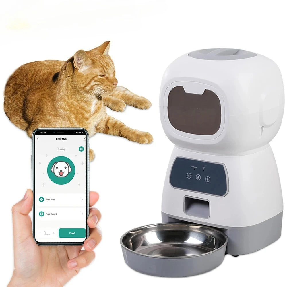 3.5L Automatic Pet Feeder for Cats Wifi Smart Swirl Slow Dog Feeder with Voice Recorder Large Capacity Timing Cat Food Dispenser