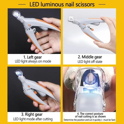Professional Pet Nail Clipper Scissors with LED Light Cat Dog Nail Clippers Tool Scissors Nail Toeclaw Cutter Scissors for Pet
